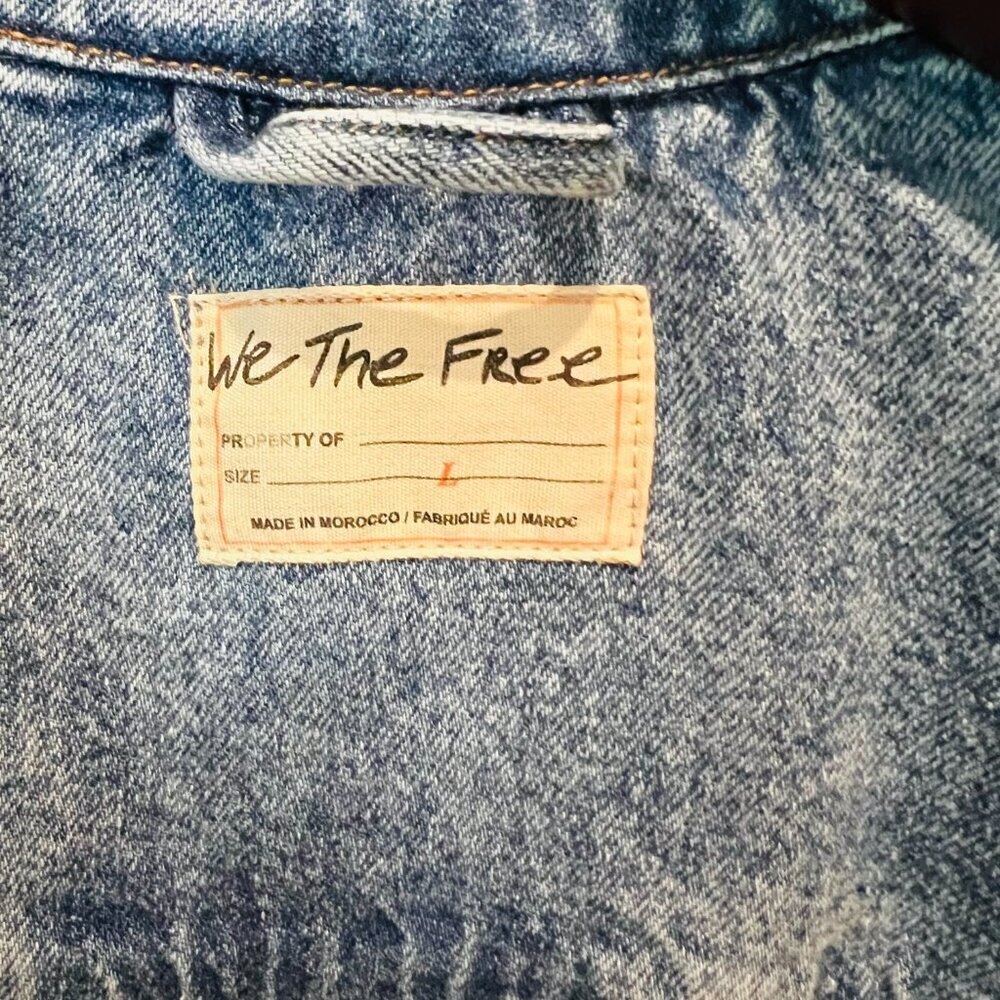 Free People Women's Denim Jacket Blue Cotton Blend Rumors Size L - We The Free - Picture 11 of 16